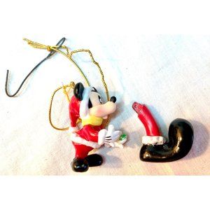 Mickey Mouse DISNEY Unusual 2-Piece Christmas Ornament Vintage No Markings Small